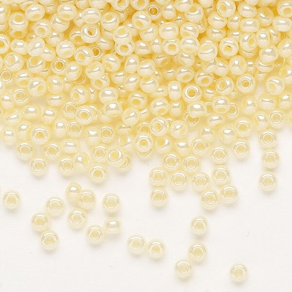 Seed bead, Preciosa Ornela Czech glass, pkg/500g, #8 rocaille, opaque luster light cream pearl, (47113). image number 0