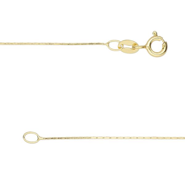 Chain, Gossamer™, "vermeil," 0.5mm square cable, 18 inches with springring clasp. Sold individually. image number 0