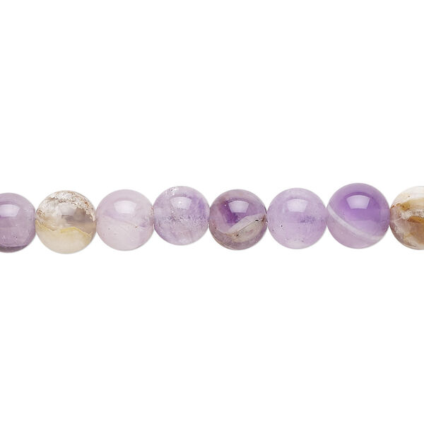 Bead, flower amethyst (natural), 6mm round, C grade, Mohs hardness 7. Sold per 15-1/2" to 16" strand. image number 0