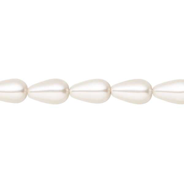 Pearl 10pk white, Preciosa Czech crystal 10x6mm pear image number 0
