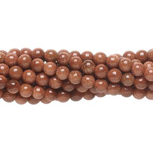 Bead, brown goldstone (glass) (man-made), 4mm round. Sold per pkg of (10) 15-1/2" to 16" strands.