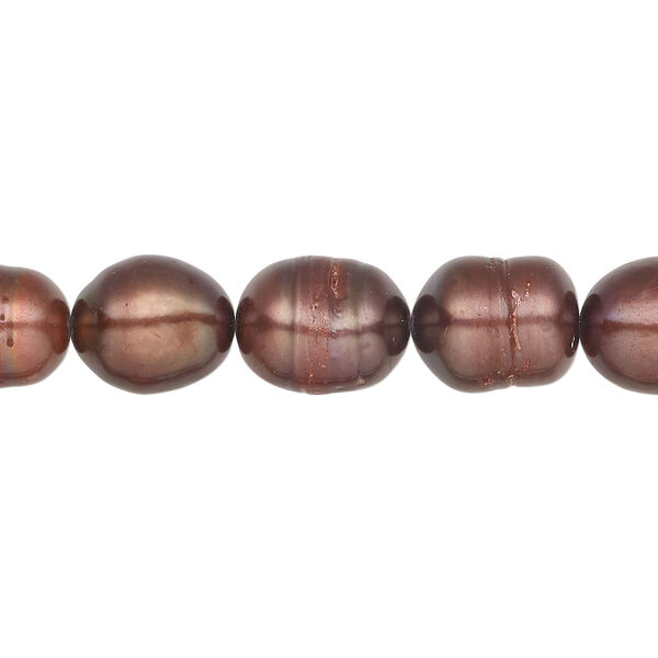 Freshwater pearl 1pkg1, rice, 15.5-16 inch dark rhubarb 7-9mm cultured image number 0