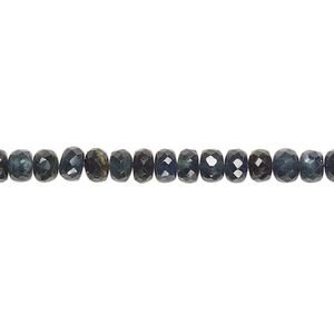 Green sapphire / blue sapphire 1pkg1, hand-cut faceted rondelle bead 14 inch 4x2mm-5x3mm