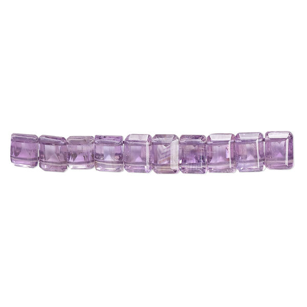 Bead, amethyst (natural), 7x5mm faceted emerald-cut, double-drilled, B grade, Mohs hardness 7. Sold per pkg of 10. image number 0