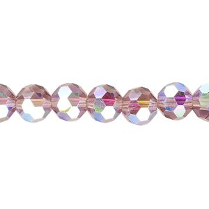 Bead 1pk 32 facets translucent medium purple AB, Celestial Crystal® 8mm round 15.5-16 inch