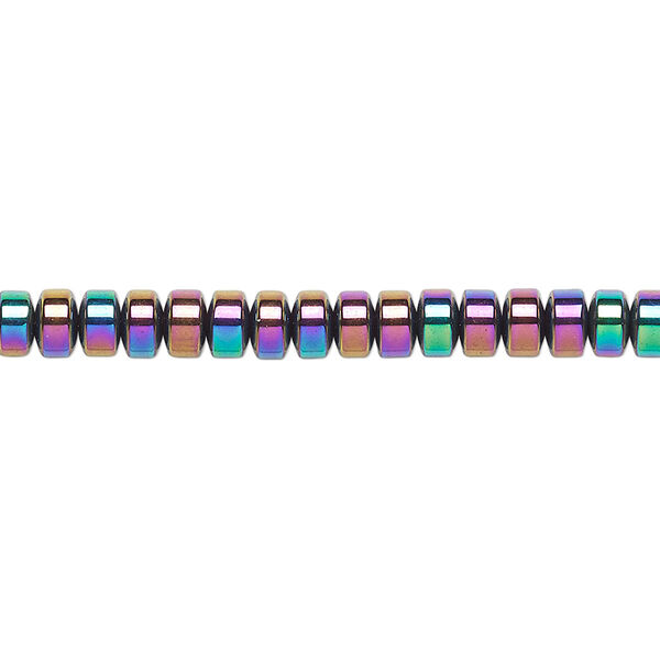 Bead, Hemalyke™ (man-made), rainbow, 4.5x3mm rondelle. Sold per 15-1/2" to 16" strand. image number 0