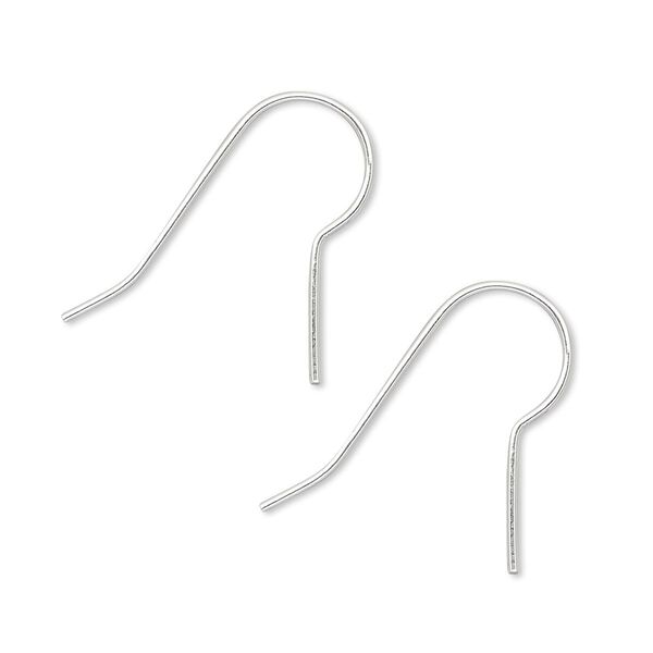 Ear wire, sterling silver-filled, 19mm fishhook with 8mm shank, 21 gauge. Sold per pkg of 5 pairs. image number 0