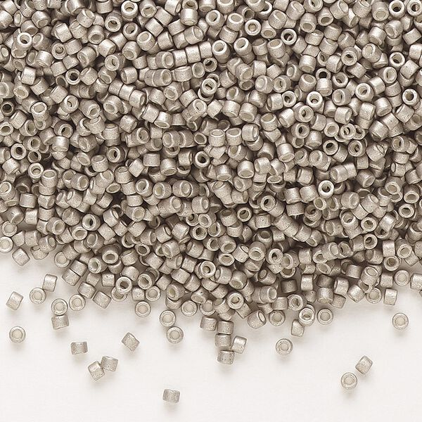 Seed bead, Delica®, glass, pkg/50g, #11 round, opaque semi-matte galvanized pewter (DB-1159). image number 0