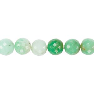 Chrysoprase 1pkg1, hand-cut faceted round bead natural 8 inch 8-9mm