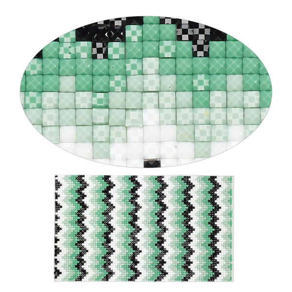 Adhesive sheet, My Style Deco Art™, peel-off, resin and glue, greens / black / white, 8 x 4-3/4 inch rectangle, 1.8mm thick with chevron design. Sold individually. image number 0