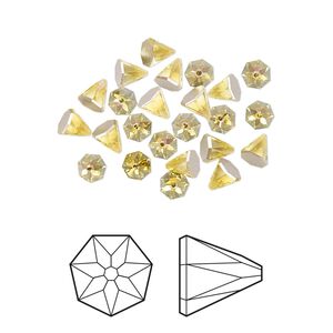 Flat back 24pk light topaz shimmer foil back, Crystal Passions® 4mm round spike 2019