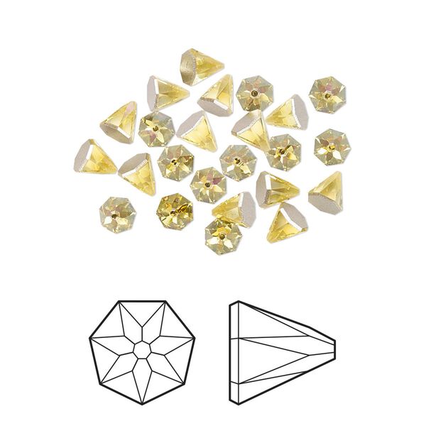 Flat back 24pk light topaz shimmer foil back, Crystal Passions® 4mm round spike 2019 image number 0