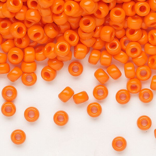 Seed bead, Miyuki, glass, pkg/25g, #6 rocaille, opaque orange, (RR-406). image number 0