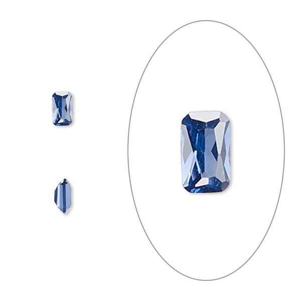 Gem, cubic zirconia, spinel blue, 5x3mm faceted emerald-cut, Mohs hardness 8-1/2. Sold per pkg of 5. image number 0