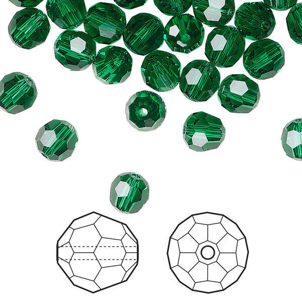 Bead 12pk majestic green, Crystal Passions® 6mm round 5000 image number 0