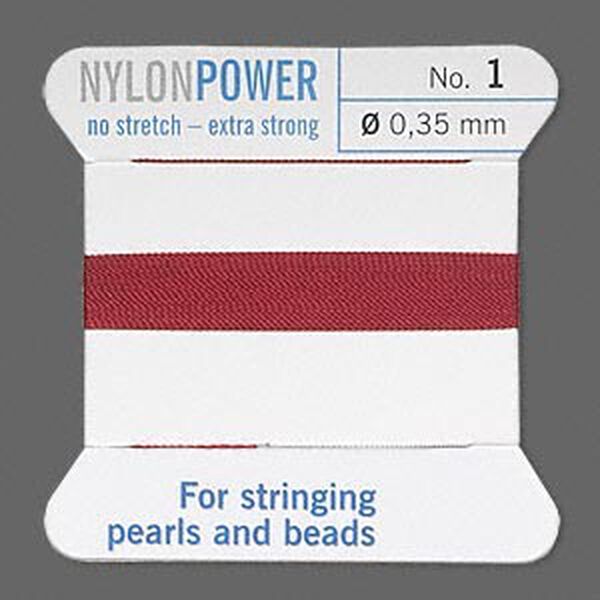 Thread, Griffin, nylon, garnet red, size #1. Sold per 2-meter card (approximately 78 inches). image number 0