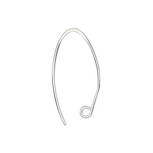 Ear wire 1pkg2 silver-plated, 27mm marquise / open loop, 20 gauge brass 1 pair