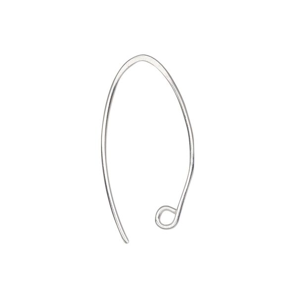 Ear wire 1pkg2 silver-plated, 27mm marquise / open loop, 20 gauge brass 1 pair image number 0