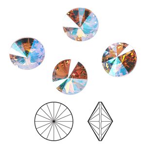 Chaton 4pk violet glacier blue foil back, Crystal Passions® 10.54-10.91mm rivoli SS47 1122