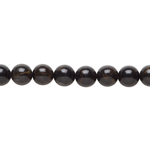 Bead, black-brown obsidian (natural), 6mm round, B grade, Mohs hardness 5 to 5-1/2. Sold per 15-1/2" to 16" strand. image number 0