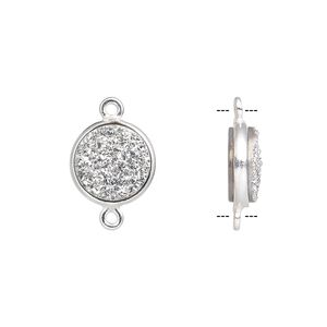 Druzy agate / sterling silver 1pkg1, electrocoated hand-cut flat round link 11mm