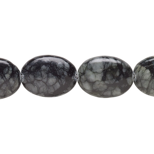 Bead, Picasso serpentine (natural), 16x12mm puffed oval, C grade, Mohs hardness 2-1/2 to 6. Sold per 15-inch strand. image number 0