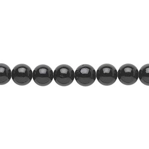 Bead, riverstone (dyed), black, 6mm round, B grade, Mohs hardness 3-1/2. Sold per 15-1/2" to 16" strand.