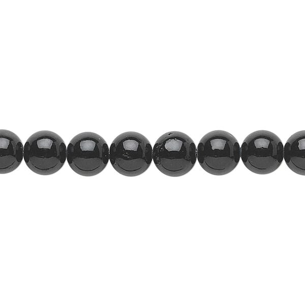 Bead, riverstone (dyed), black, 6mm round, B grade, Mohs hardness 3-1/2. Sold per 15-1/2" to 16" strand. image number 0
