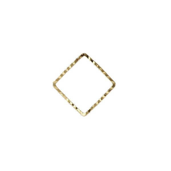 Component, gold-plated brass, 12.5mm single-sided diamond-cut open square, 1.3mm thick. Sold per pkg of 100. image number 0