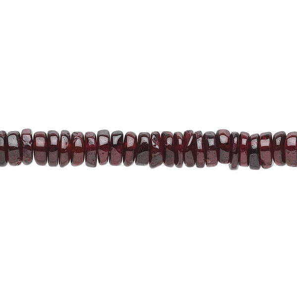 Bead, garnet (dyed), 5x2mm hand-cut heishi, B- grade, Mohs hardness 7 to 7-1/2. Sold per 15-1/2" to 16" strand. image number 0