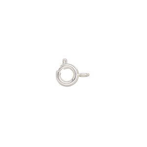Springring 1pkg6 silver-plated, 7mm, brass clasp 1-strand