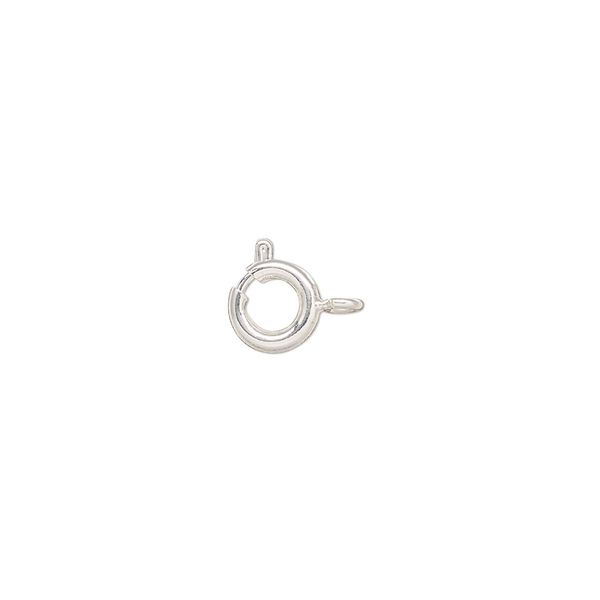 Clasp, springring, brass, pkg/6, silver plate, 7mm. image number 0