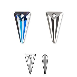 Drop 1pk crystal Bermuda blue P, Crystal Passions® 18x10mm pendant spike 6480