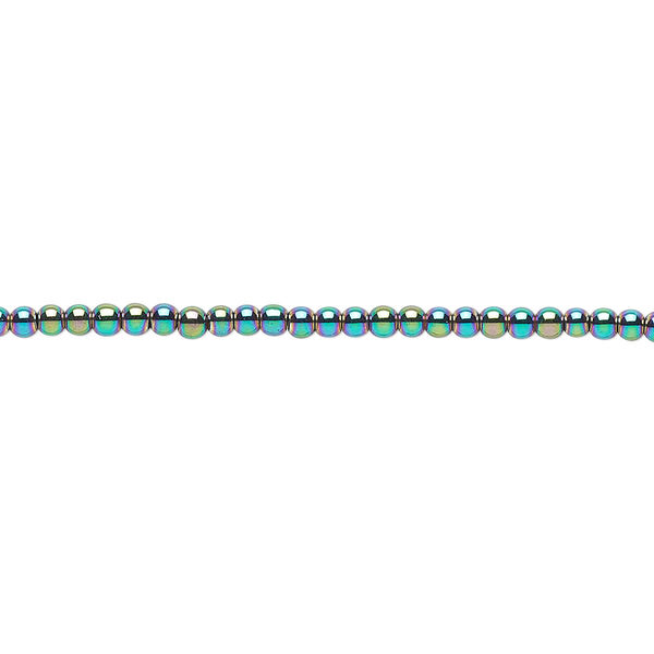 Bead, Hemalyke™ (man-made), rainbow, 2mm round. Sold per 15-1/2" to 16" strand. image number 0