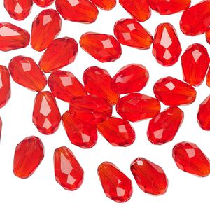Bead Celestial Crystal® 1pkg60, 8x6mm teardrop / 66 facets, transparent red