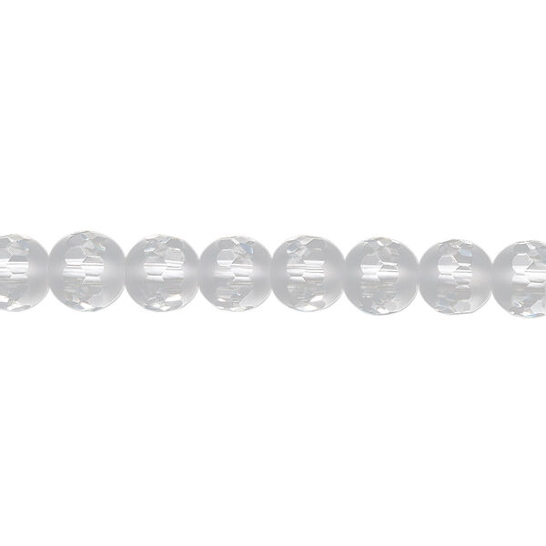 Bead, quartz crystal (natural), partially matte, 6mm partially faceted round, B grade, Mohs hardness 7. Sold per 8-inch strand, approximately 35 beads. image number 0