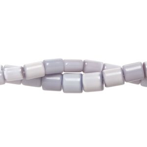 Bead fiber optic 2pk opaque light to medium lavender, 6x4mm-6x6mm round tube 14 inch