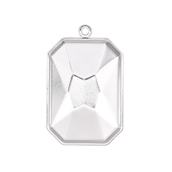 Drop, Almost Instant Jewelry®, silver-plated brass, 29x21mm rectangle with 27x18.5mm emerald-cut setting. Sold per pkg of 2. image number 0