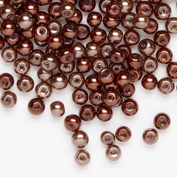 Glass pearl mix 1pkg250, brown and light brown, 4mm round image number 0