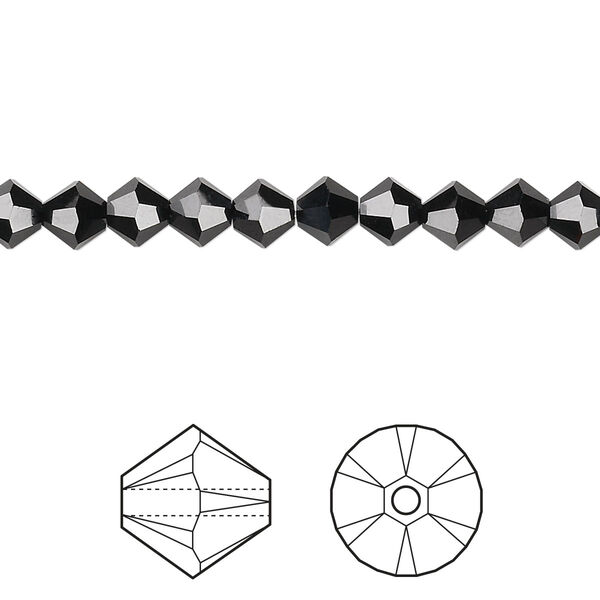 Bead 24pk jet, Crystal Passions® 5mm bicone 5328 image number 0