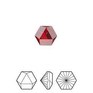 Fancy stone 2pk scarlet foil back, Crystal Passions® 10.8x9.4mm prismatic hexagon 4699