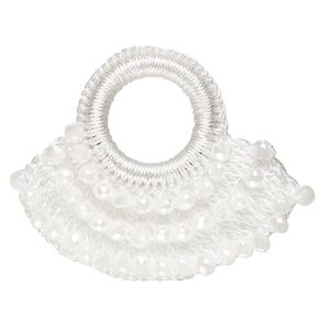 Focal, glass / nylon / steel, white AB, 60x48mm open round with bib. Sold per pkg of 2.