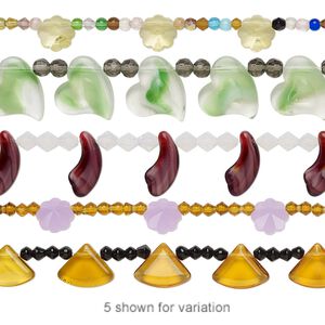 Bead mix 1pkg3 glass, 4mm-29x21mm mixed shape, 8 inch translucent / transparent / opaque mixed colors