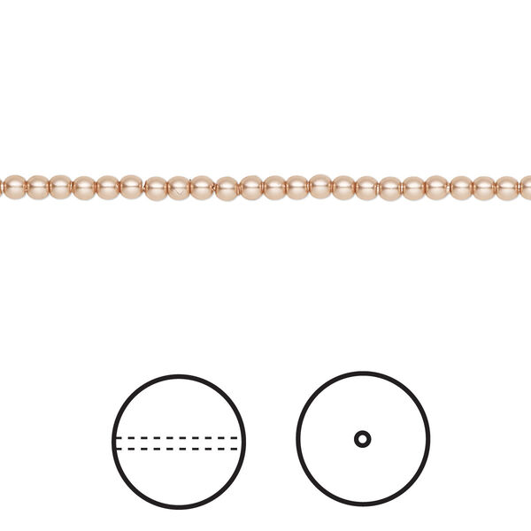 Pearl 100pk rose gold, Crystal Passions® 2mm round 5810 image number 0