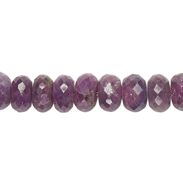 Bead, purple sapphire (heated), 9x5mm-10x7mm hand-cut faceted rondelle, C+ grade, Mohs hardness 9. Sold per 8-inch strand, approximately 30 beads. image number 0