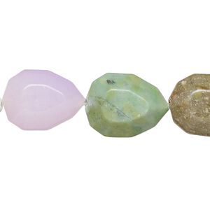 Multi-gemstone / glass 1pkg1, faceted puffed teardrop bead 15 inch 17x13mm-18x14mm