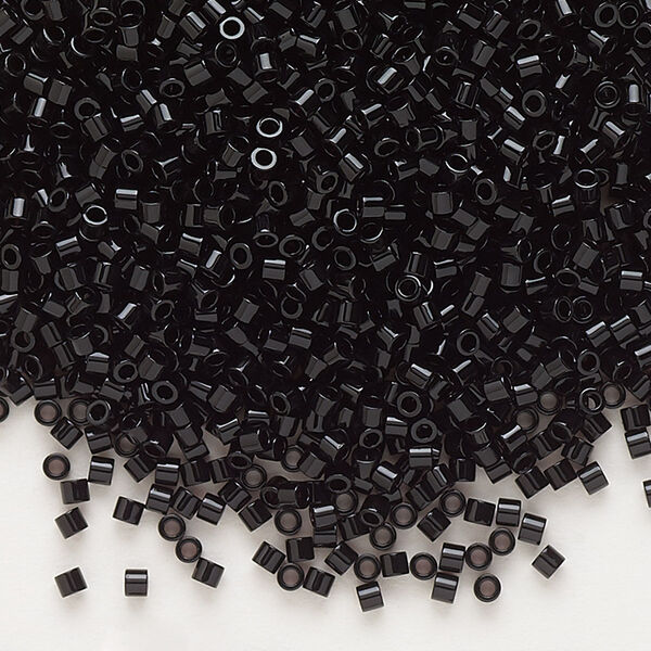 Seed bead, Delica®, glass, pkg/7.5g, #15 round, opaque black (DBS-0010). image number 0