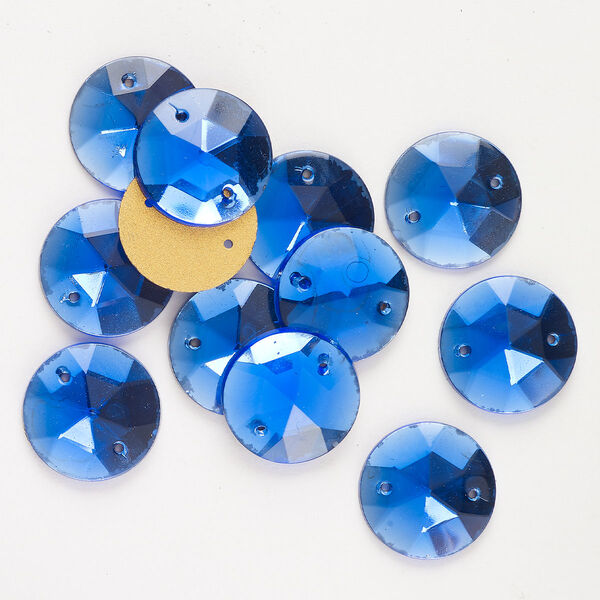 Sew-on 12pk sapphire, vintage Preciosa Czech crystal 20mm round image number 0