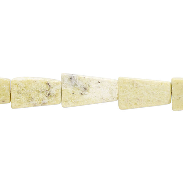 Bead, peridot "jasper" (serpentine) (natural), 12x8mm-14x9mm flat trapezoid, D grade, Mohs hardness 2-1/2 to 6. Sold per 15" to 16" strand. image number 0