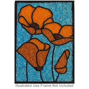 Sabrina Frey Bead Mosaic™ Starter Kit, glass / medium-density fiberboard / glue, pkg/1, multicolored, 5x7 inches with "California poppies" design.